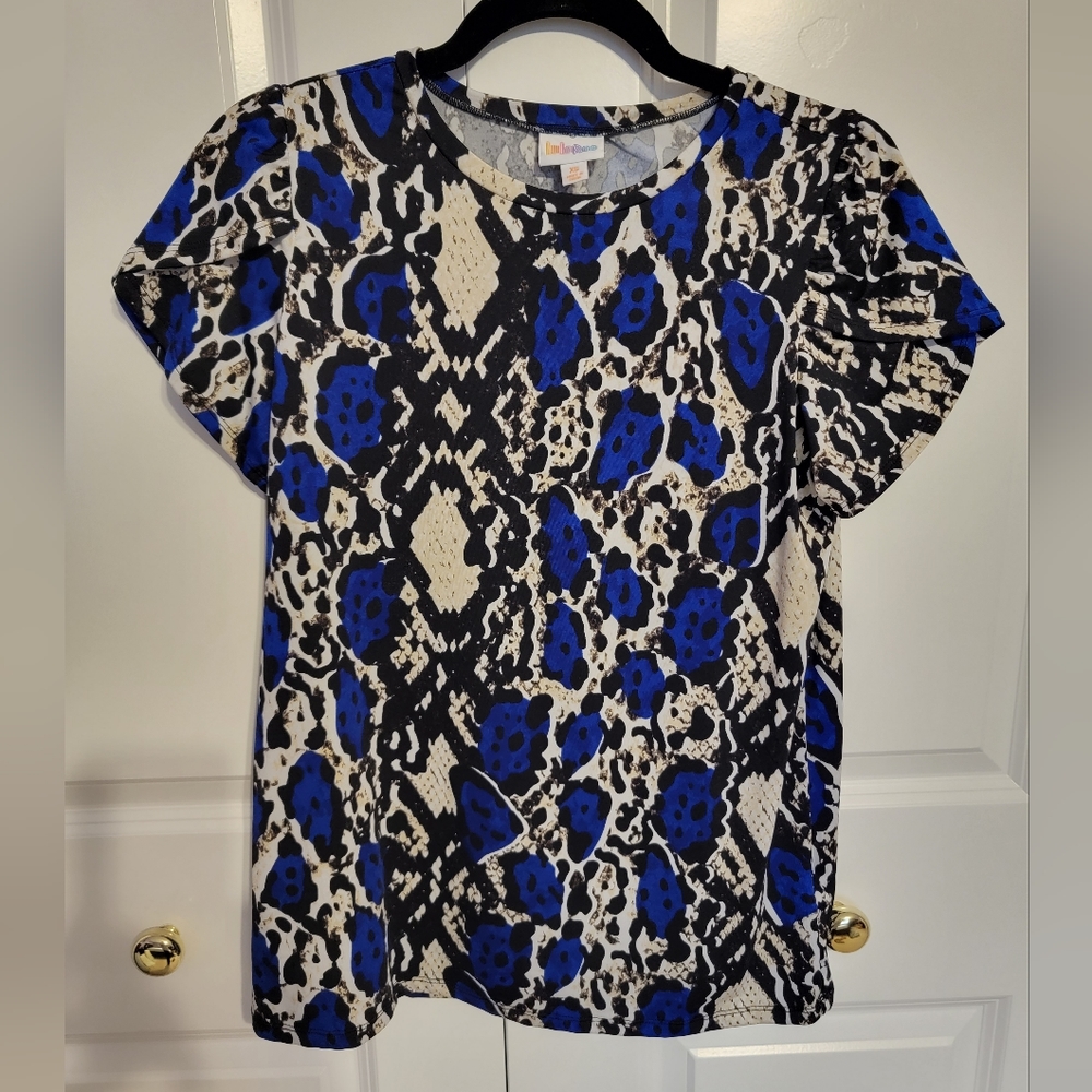 Snake Print Tulip-Sleeve Top